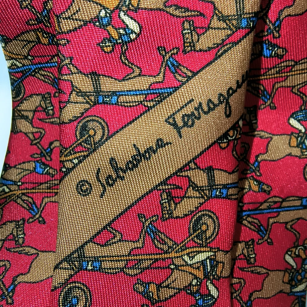 FERRAGAMO - 2 Red / Brown Patterned‎ Salvatore Ferragamo Ties Bundle